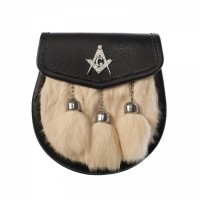 Semi Dress Rabbit Fur Sporran with Masonic Badge